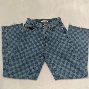 PacSun High Rise Straight Leg Checkered Jeans